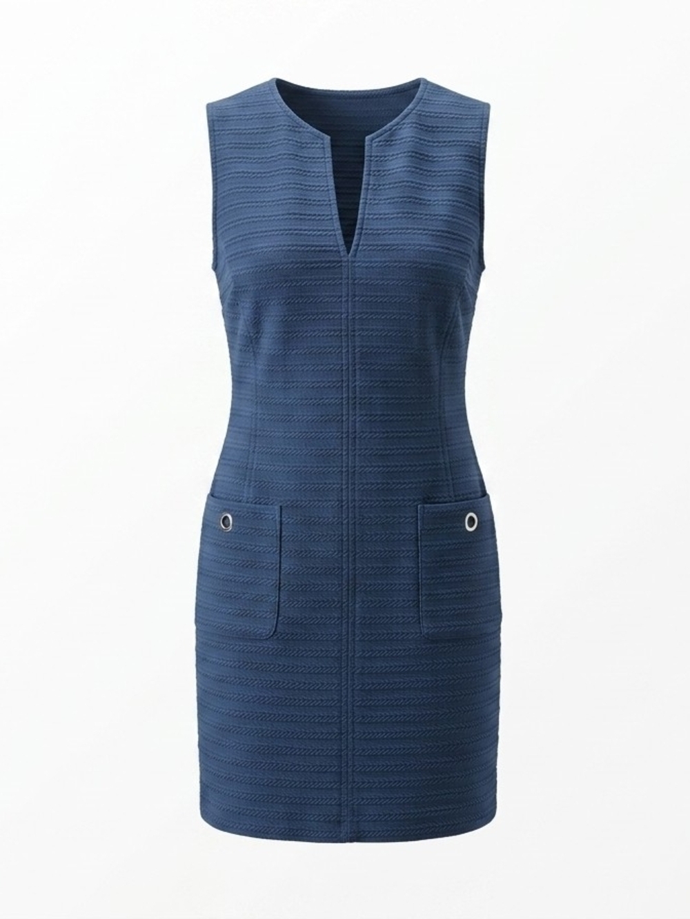Tommy Hilfiger Navy Textured Sleeveless Shift Dress